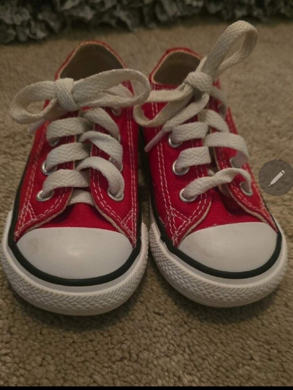 Converse Kids Red Canvas Sneakers with White Laces